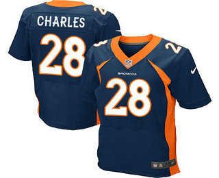 Men's Denver Broncos #28 Jamaal Charles Navy Blue Alternate Stitched NFL Nike Elite Jersey