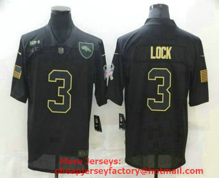 Men's Denver Broncos #3 Drew Lock Black 2020 Salute To Service Stitched NFL Nike Limited Jersey