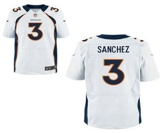 Men's Denver Broncos #3 Mark Sanchez White Road NFL Nike Elite Jersey
