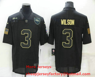 Men's Denver Broncos #3 Russell Wilson Black 2020 Salute To Service Stitched NFL Nike Limited Jersey