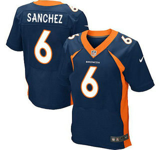Men's Denver Broncos #6 Mark Sanchez Navy Blue Alternate New Elite Jersey
