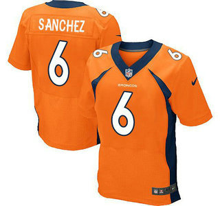 Men's Denver Broncos #6 Mark Sanchez Orange Team Color New Elite Jersey
