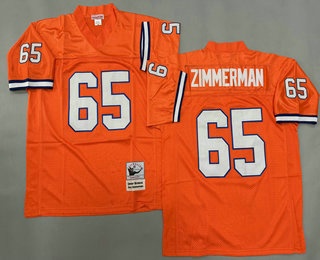 Men's Denver Broncos #65 Gary Zimmerman Orange Throwback Jersey