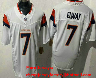 Men's Denver Broncos #7 John Elway Limited White FUSE Vapor Jersey
