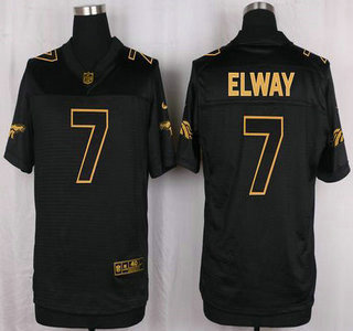 Men's Denver Broncos #7 John Elway 2016 Pro Line Black Gold Collection Jersey