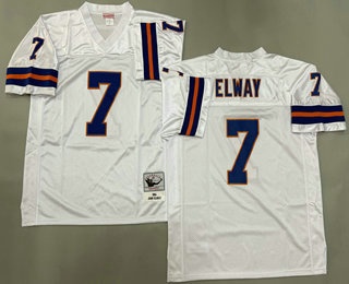 Men's Denver Broncos #7 John Elway White 1994 Throwback Jersey