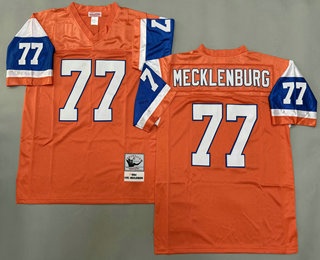 Men's Denver Broncos #77 Karl Mecklenburg Orange 1994 Throwback Jersey