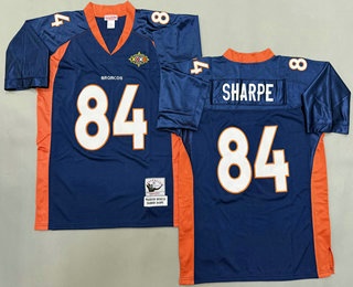 Men's Denver Broncos #84 Shannon Sharpe Navy Blue Throwback Jersey
