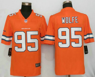 Men's Denver Broncos #95 Derek Wolfe Orange 2016 Color Rush Stitched NFL Nike Limited Jersey