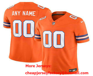 Men's Denver Broncos Active Player Custom Orange FUSE 1977 Throwback Vapor Limited Stitched Jersey