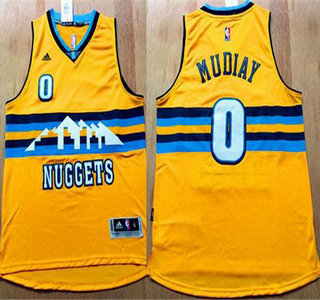 Men's Denver Nuggets #0 Emmanuel Mudiay Revolution 30 Swingman 2015 New Yellow Jersey