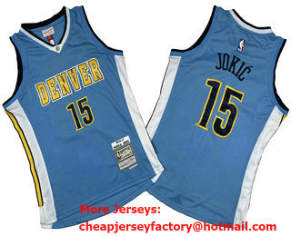 Men's Denver Nuggets #15 Carmelo Anthony Light Blue 2016-17 Hardwood Classics Throwback Jersey