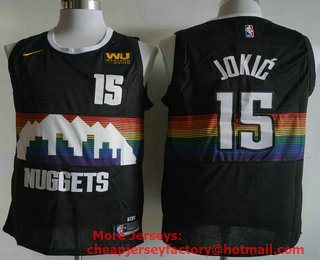 Men's Denver Nuggets #15 Nikola Jokic Black 2020 Nike City Edition Swingman Jersey With The Sponsor Logo