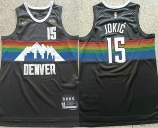 Men's Denver Nuggets #15 Nikola Jokic Black City Sponsor Swingman Jersey