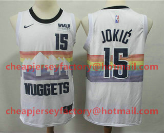 Men's Denver Nuggets #15 Nikola Jokic New White 2019 City Edition NBA Swingman Western Union Stitched NBA Jersey