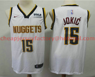 Men's Denver Nuggets #15 Nikola Jokic New White 2019 Nike Swingman Western Union Stitched NBA Jersey