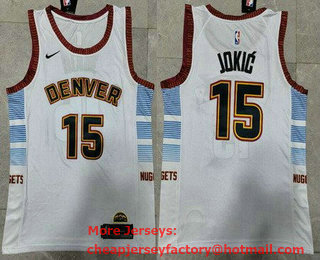 Men's Denver Nuggets #15 Nikola Jokic White 2022 City Icon Swingman Jersey