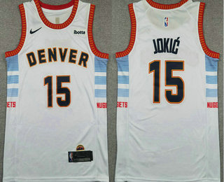 Men's Denver Nuggets #15 Nikola Jokic White City Icon Sponsor Swingman Jersey