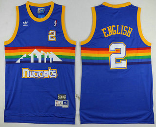 Men's Denver Nuggets #2 Alex English Blue Rainbow Hardwood Classics Soul Swingman Throwback Jersey