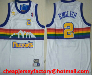 Men's Denver Nuggets #2 Alex English White Rainbow Hardwood Classics Soul Swingman Throwback Jersey