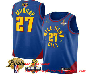 Men's Denver Nuggets #27 Jamal Murray Blue 2023 Champions Patch And Finals Patch Statement Edition Stitched Jersey