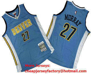 Men's Denver Nuggets #27 Jamal Murray Light Blue 2016-17 Hardwood Classics Throwback Jersey