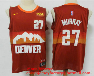 Men's Denver Nuggets #27 Jamal Murray Red 2021 City Edition NBA Swingman Jersey With The Sponsor Logo
