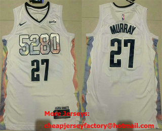 Men's Denver Nuggets #27 Jamal Murray White 2024 City Sponsor Swingman Jersey