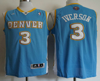 Men's Denver Nuggets #3 Allen Iverson Light Blue Soul Swingman Jersey