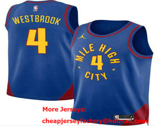 Men's Denver Nuggets #4 Russell Westbrook Blue 2024 Statement Edition Stitched Jersey