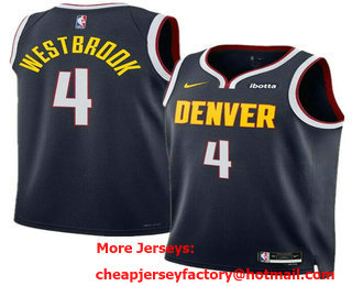 Men's Denver Nuggets #4 Russell Westbrook Navy 2024 Icon Edition Stitched Jersey
