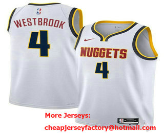Men's Denver Nuggets #4 Russell Westbrook White 2024 Association Edition Stitched Jersey