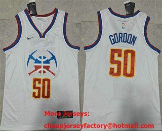 Men's Denver Nuggets #50 Aaron Gordon White Earned Edition Stitched Basketball Jersey