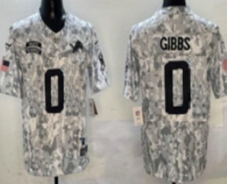 Men's Detroit Lions #0 Jahmyr Gibbs Limited Arctic Camo 2024 Salute to Service Jersey