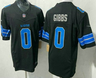 Men's Detroit Lions #0 Jahmyr Gibbs Limited Black FUSE Vapor Jersey