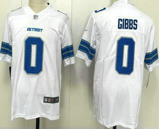 Men's Detroit Lions #0 Jahmyr Gibbs Limited White Vapor Jersey