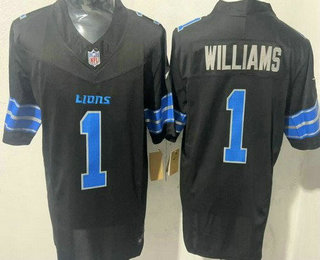 Men's Detroit Lions #1 Jameson Williams Limited Black FUSE Vapor Jersey