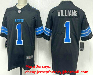 Men's Detroit Lions #1 Jameson Williams Limited Black Vapor Jersey