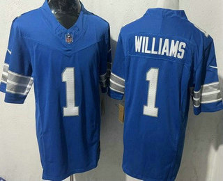 Men's Detroit Lions #1 Jameson Williams Limited Blue FUSE Vapor Jersey