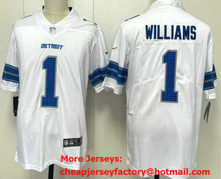 Men's Detroit Lions #1 Jameson Williams Limited White Vapor Jersey