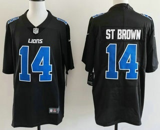 Men's Detroit Lions #14 Amon Ra St Brown Limited Black Fashion Vapor Jersey