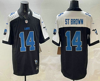 Men's Detroit Lions #14 Amon Ra St Brown Limited Black Thanksgiving FUSE Vapor Jersey