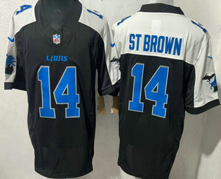 Men's Detroit Lions #14 Amon Ra St Brown Limited Black Thanksgiving FUSE Vapor Jersey