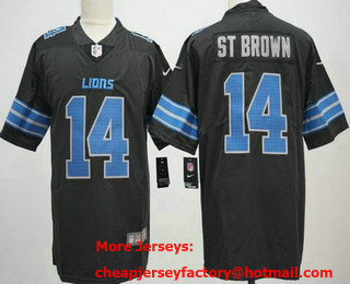 Men's Detroit Lions #14 Amon Ra St Brown Limited Black Vapor Jersey