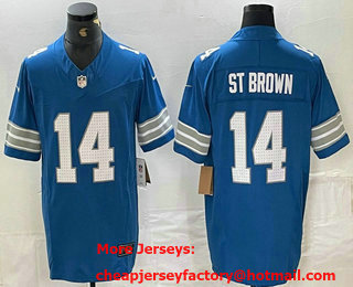 Men's Detroit Lions #14 Amon Ra St Brown Limited Blue 2024 FUSE Vapor Jersey