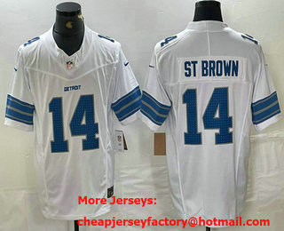 Men's Detroit Lions #14 Amon Ra St Brown Limited White 2024 FUSE Vapor Jersey