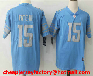 Men's Detroit Lions #15 Golden Tate III Light Blue 2017 Vapor Untouchable Stitched NFL Nike Limited Jersey