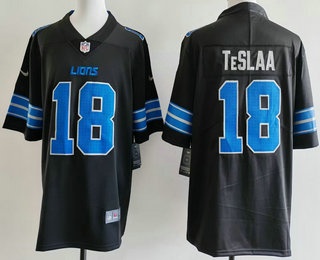 Men's Detroit Lions #18 Isaac TeSlaa Black Vapor Limited Stitched Jersey