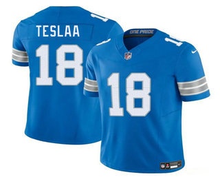 Men's Detroit Lions #18 Isaac TeSlaa Blue 2025 FUSE Vapor Limited Stitched Jersey