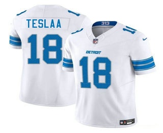 Men's Detroit Lions #18 Isaac TeSlaa White 2025 FUSE Vapor Limited Stitched Jersey